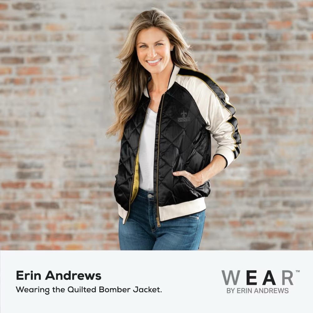 Women's WEAR By Erin Andrews New Orleans Saints Quilted Full-Zip Bomber Jacket